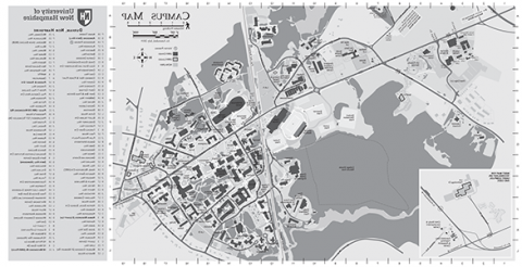 Full Campus Map with Building Index - black and white